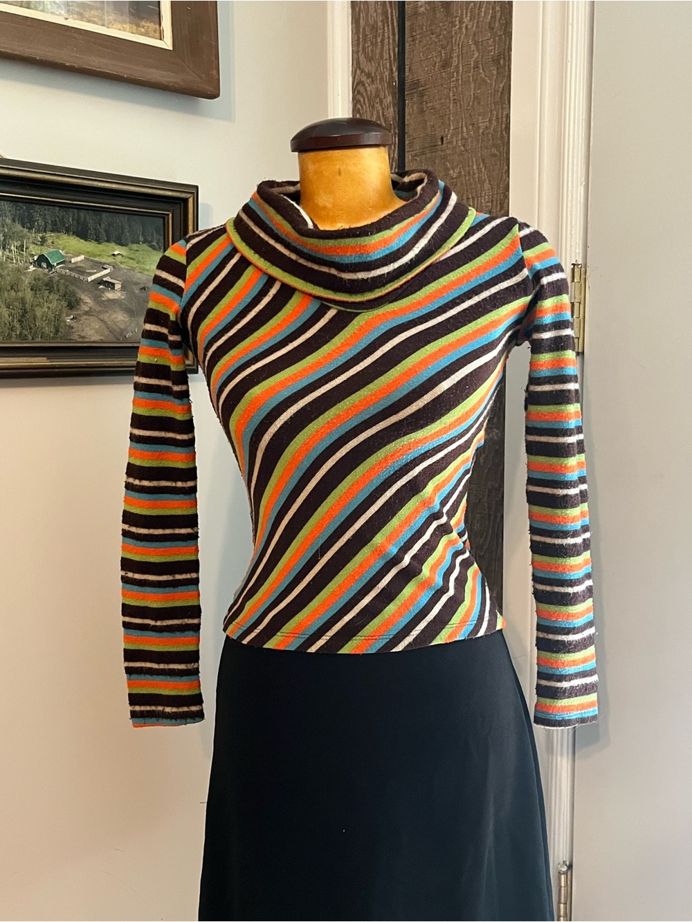90s does 70s Cowl Neck Women's Sweater
